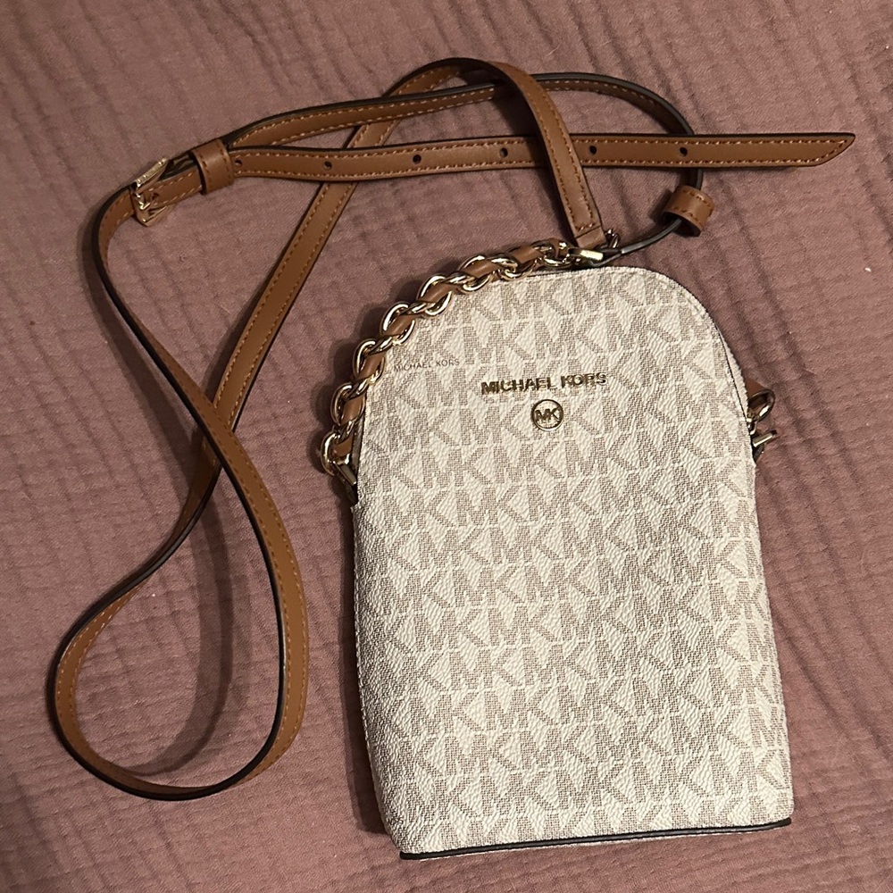 Michael Kors Beige and Brown Crossbody Bag